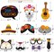 30 PCS Day of The Dead Photo Booth Props Día de Los Muertos Cinco de Mayo Sugar Skull Photo Props Marigold Flowers Decorations for Mexican Birthday Party Wedding Bachelorette Fiesta Party Supplies